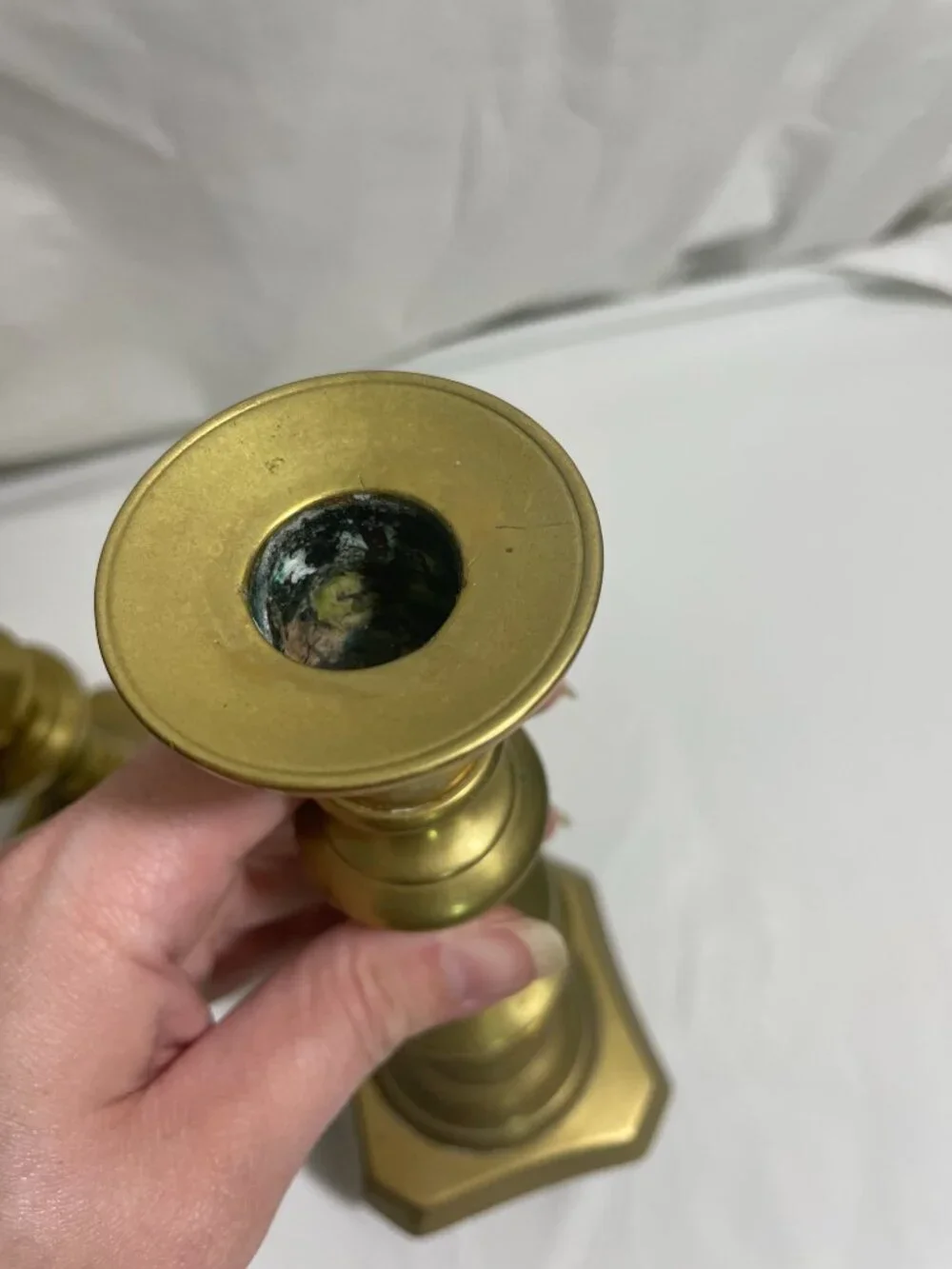 Pair of Vintage Solid Brass Candlestick Holders 9.5
